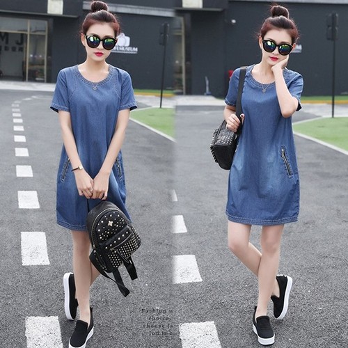 ĐẦM JEAN SUÔNG PHOM BÍ PHỐI DÂY KÉO TÚI